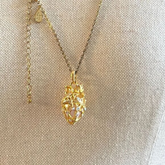 Joan Rivers Secret Of The Scroll Faberge Egg Locket Necklace Adjustable 26"-29" - Picture 4 of 5